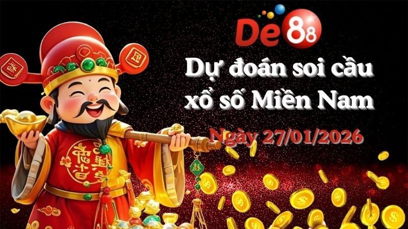 DE88 Dự Đoán Soi Cầu Xổ Số Miền Nam Ngày 27/01/2026 - Dự Đoán Con Lô Chuẩn Nhất